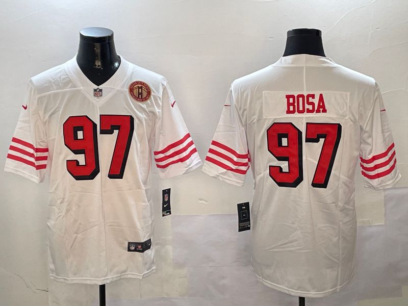 Men San Francisco 49ers #97 Bosa White Throwback 2024 Nike Limited NFL Jersey style 01044->san francisco 49ers->NFL Jersey